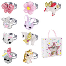 BGShemni Little Girl Juwel Ringe in Box Verstellbare Ringe fr 3-10 Jahre alte Mdchen Geburtstagsgeschenke spielen Schmuck fr kleine Mdchen ve