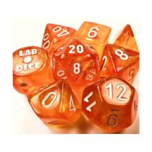 Borealis Blood Orange Luminary Terning med hvide tal 7+1 ternings?t 16 mm (5/8in) Chessex