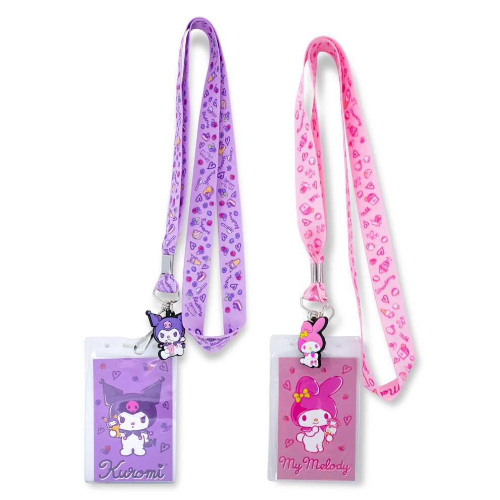 Lot De 2 Cordons Sanrio My Melody Et Kuromi Avec Porte-Badges Et Breloques-image
