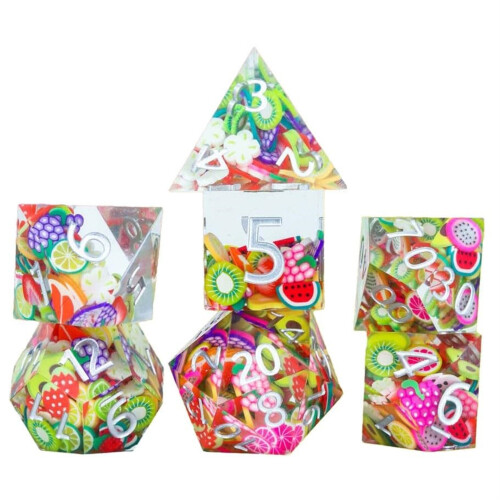 Sirius Dice SDZ001402 Sharp-Egeded Sharp Fruit Dice Game Set med 7
