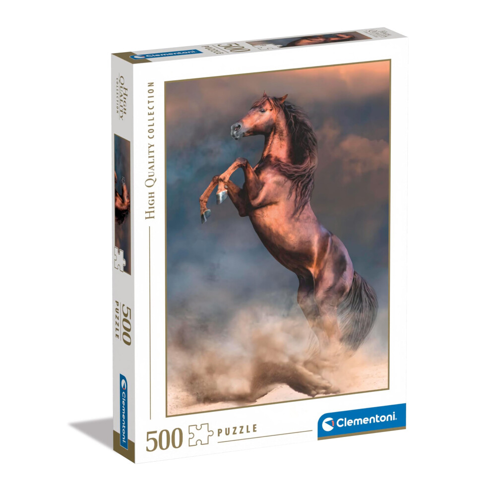 New Clementoni Collectionwild Stallion500 Piecespuzzle Vertical Fun For Adults Made In Italy Multicolou Red 35521