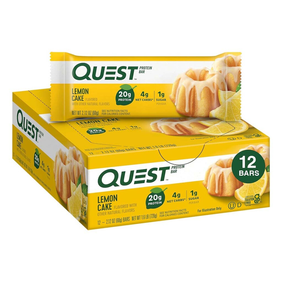 Quest Nutrition Lemon Cake Flavoured Protein Bar |Support muscle recovery and growth. -  60g, Pack of 12's