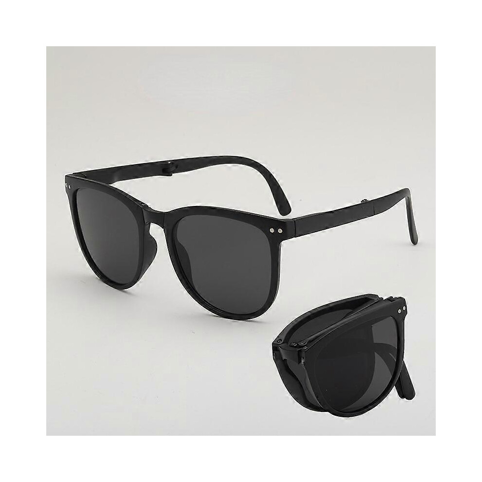 (Black Gray) UV400 Cycling Sunglasses, Foldable Polarized Sunglasses, Retro Square Eyewear Driving Glasses,Bicycle Accessories