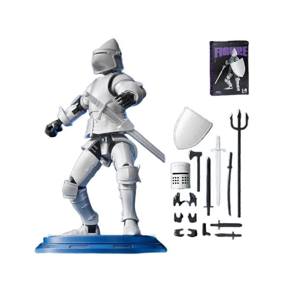 (White) 2024 New Dummy 13 Robot Action Figure in Armor, Magnetic Medieval Knight Action