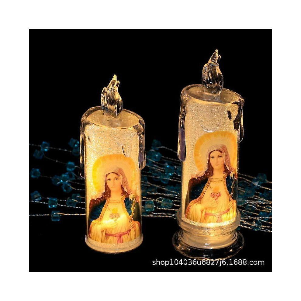 (Our Lady Mercy with base) LED Prayer Flameless Candles, Jesus Saints Religious Decoration