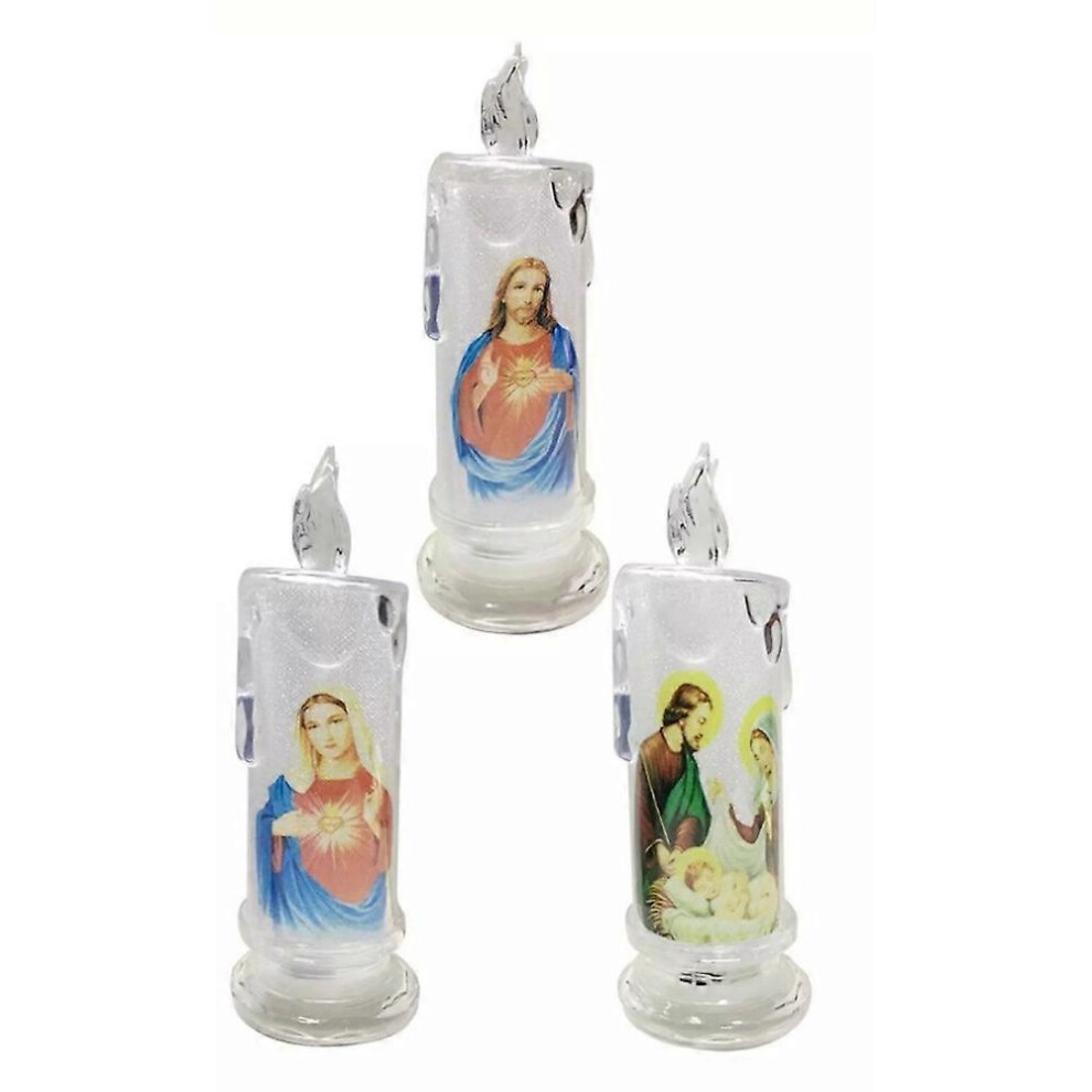 (Our Lady with base) LED Prayer Flameless Candles, Jesus Saints Religious Decoration