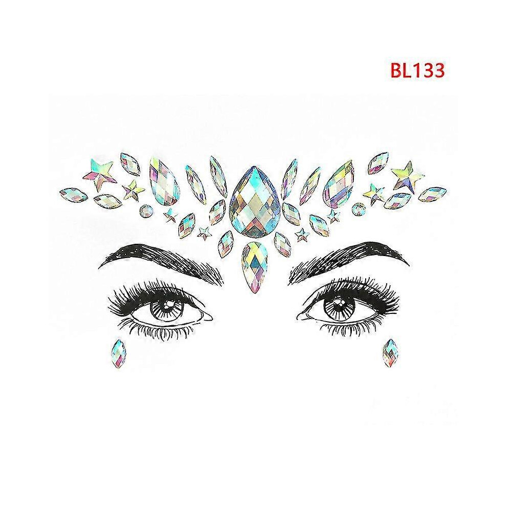 (BL133) Face Jewels Self Adhesive Gems Party Face Stickers Rhinestone Mardi Gras
