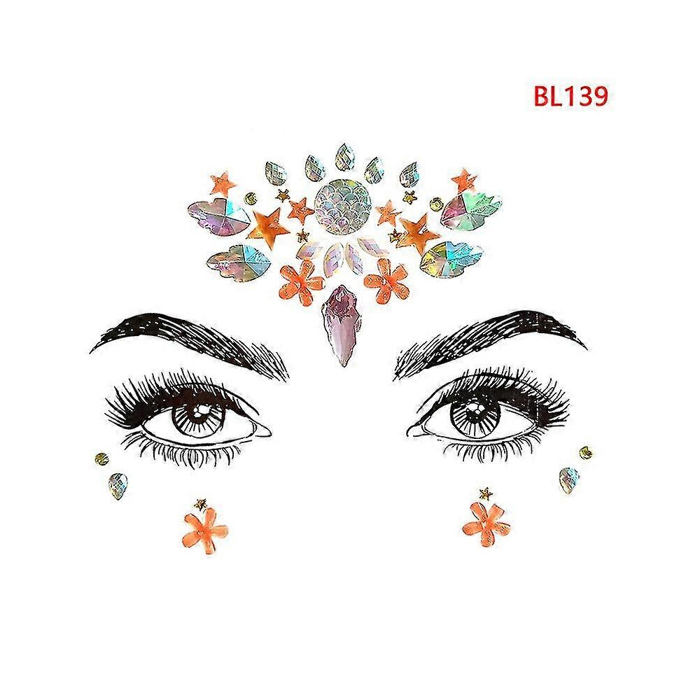 (BL139) Face Jewels Self Adhesive Gems Party Face Stickers Rhinestone Mardi Gras