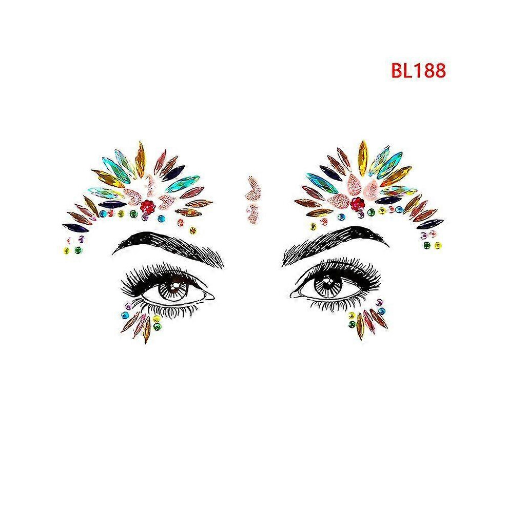 (188) Face Jewels Self Adhesive Gems Party Face Stickers Rhinestone Mardi Gras