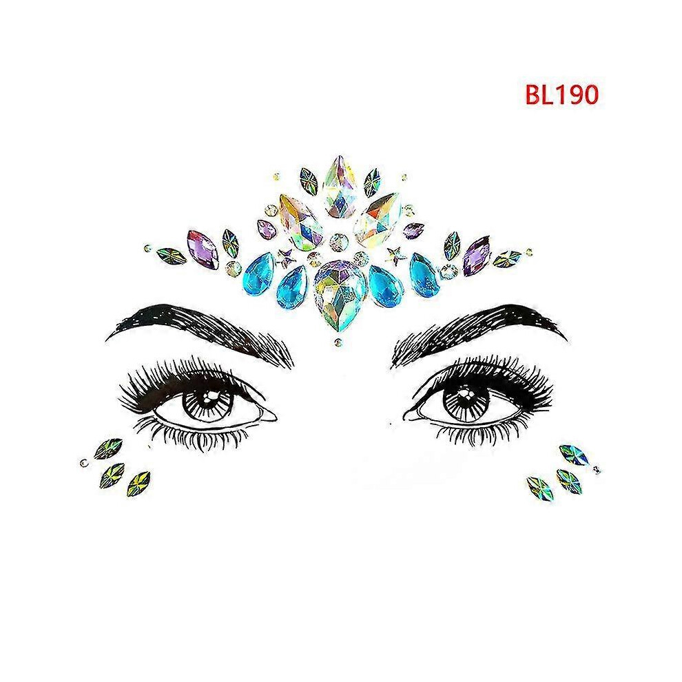 (BL190) Face Jewels Self Adhesive Gems Party Face Stickers Rhinestone Mardi Gras