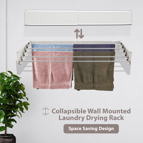 Wall Mounted 70cm Airer Towel Drying Rack Extendable Fold Clothes Dryer UK 1