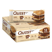 Quest Nutrition S'mores Protein Bar, High Protein, Low Sugar, Keto-Friendly Snack, Essential Nutrients - 60g, Pack of 12
