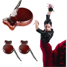 (brown) 1 Pairs Wood Spanish Castanets Flamenco Dance Castanets, Traditional Spanish Flamenco Castanets Hand Castanets Percussion Instrument