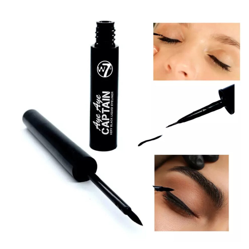 W7 Black Eye Liner Very Aye Aye Captain Liquid Eyeliner Striking