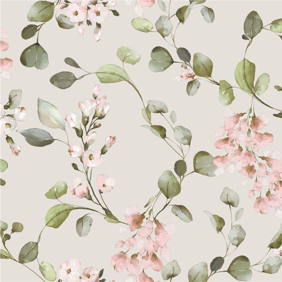 Rosalie Romantic Floral Garden Theme Rose Buds Wallpaper Perfect for Living Rooms, Bedrooms, Dining Rooms Cream/Pink Rasch 260666 - Image 7