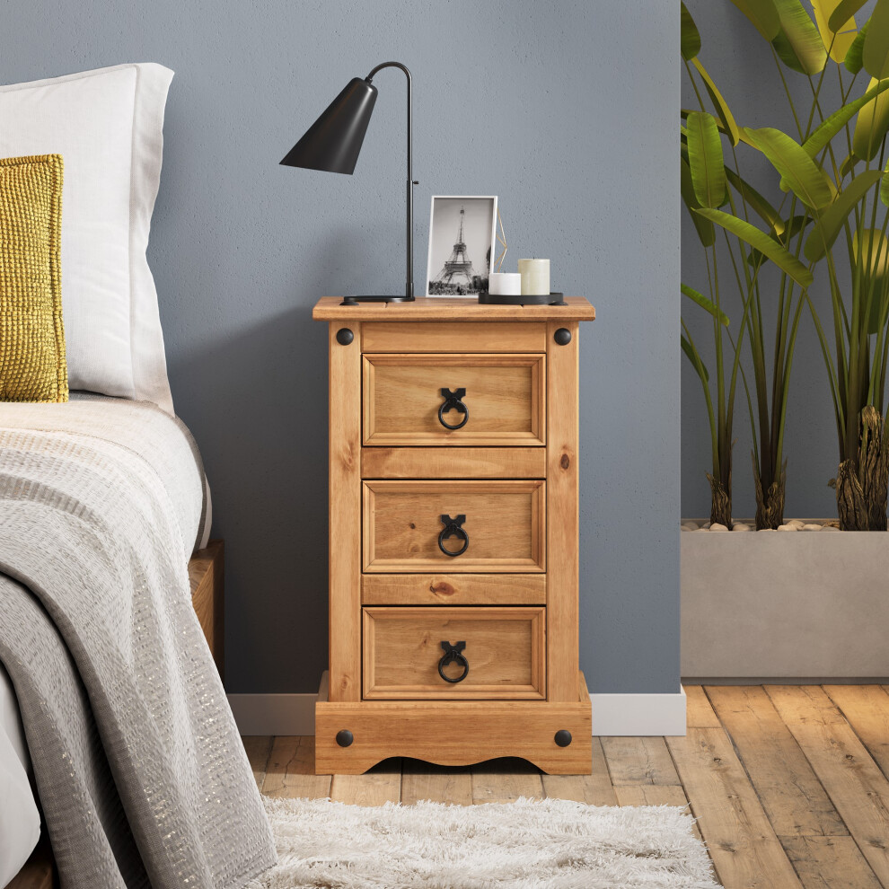 Corona Bedside Cabinet 3 Drawer Table Chest Pine cabinet Furniture