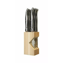 6Pcs Stainless Steel Steak Knife Set & Wood Block