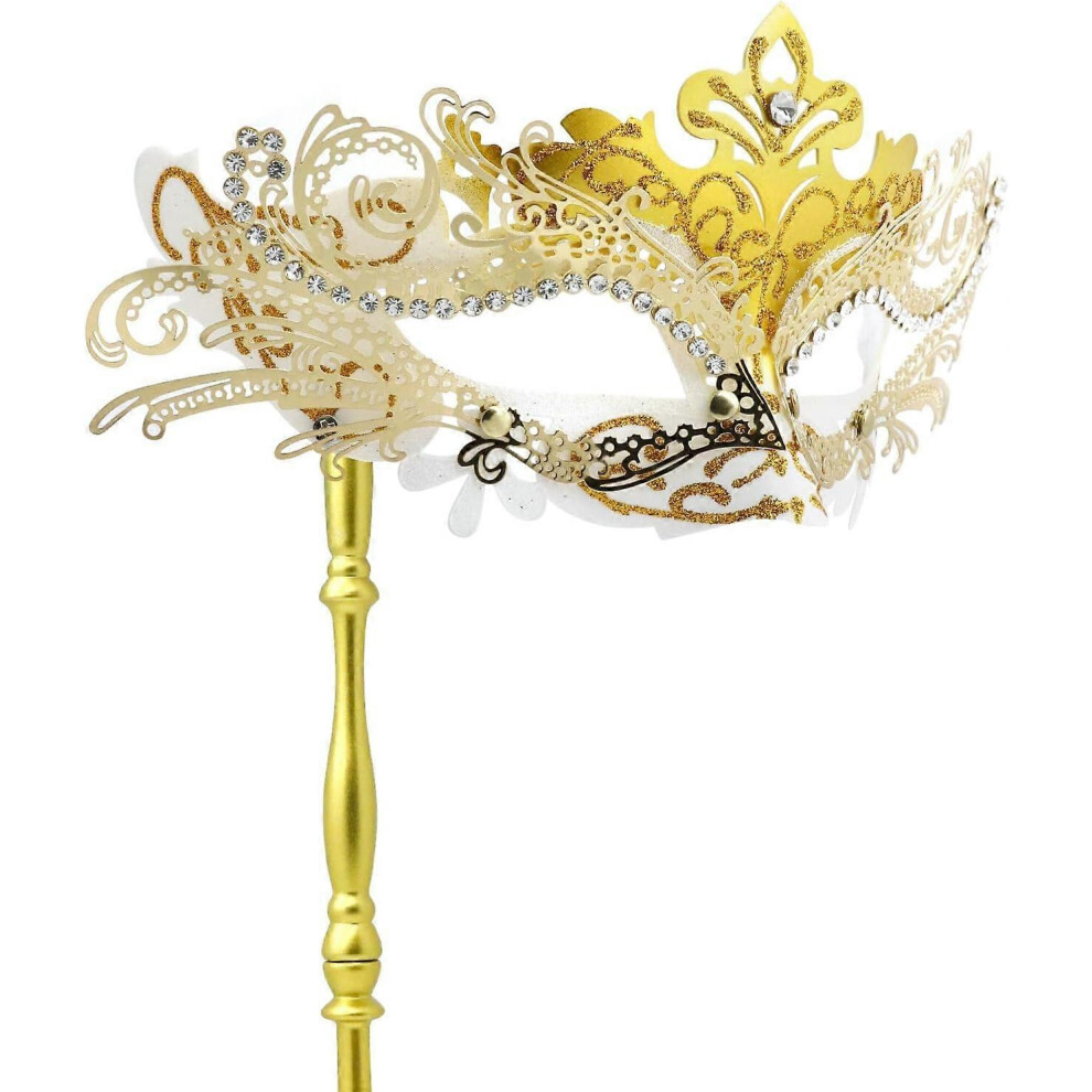 Masquerade Mask with Stick Venetian Mask Mardi Gras Decorations for Womens