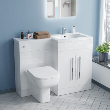 Nes Home White RH Vanity Unit Basin Sink Cabinet 1100mm and Rimless BTW Toilet