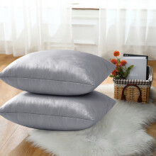 (Pack of 2, Plain Velvet Filled Cushion Silver) Velvet Cushions Luxury Filled Cushion Pad Pack Of 2 & 4