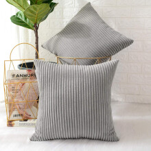 (Pack of 2, Stripe Velvet Filled Cushion Silver) Velvet Cushions Luxury Filled Cushion Pad Pack Of 2 & 4