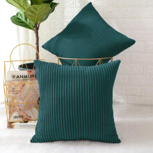 (Pack of 2, Stripe Velvet Filled Cushion Teal) Velvet Cushions Luxury Filled Cushion Pad Pack Of 2 & 4