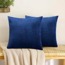 (Pack of 2, Embossed Velvet Filled Cushion Navy) Velvet Cushions Luxury Filled Cushion Pad Pack Of 2 & 4