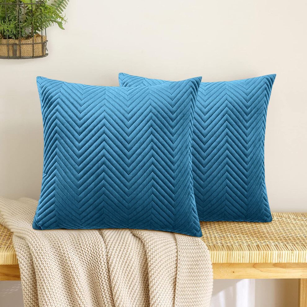 Aspire Homeware (Pack Of 2, Embossed Velvet Filled Cushion Teal) Velvet Cushions Luxury Filled Cushion Pad Pack Of 2 & 4