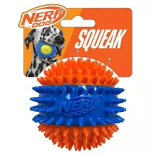 Nerf Dog 3 Part Spike Squeak Ball Orange & Blue