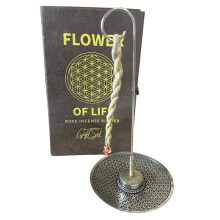 Rope Incense Sets with Holders Rope Incense and Silver Plated Holder Set Flower of Life