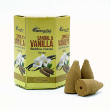 Aromatika Backflow Incense Cones 10 Masala Backflow Incense Sandalwood & Vanilla