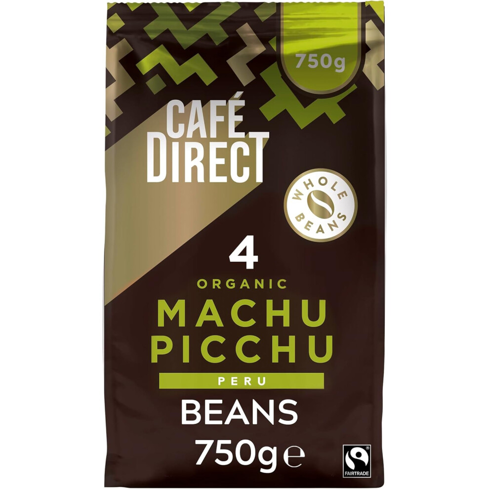 CafÃ©direct Machu Picchu Coffee Beans, Medium-Dark Roast, Organic And Fairtrade, 100 Percent Arabica Coffee Beans, 750 G