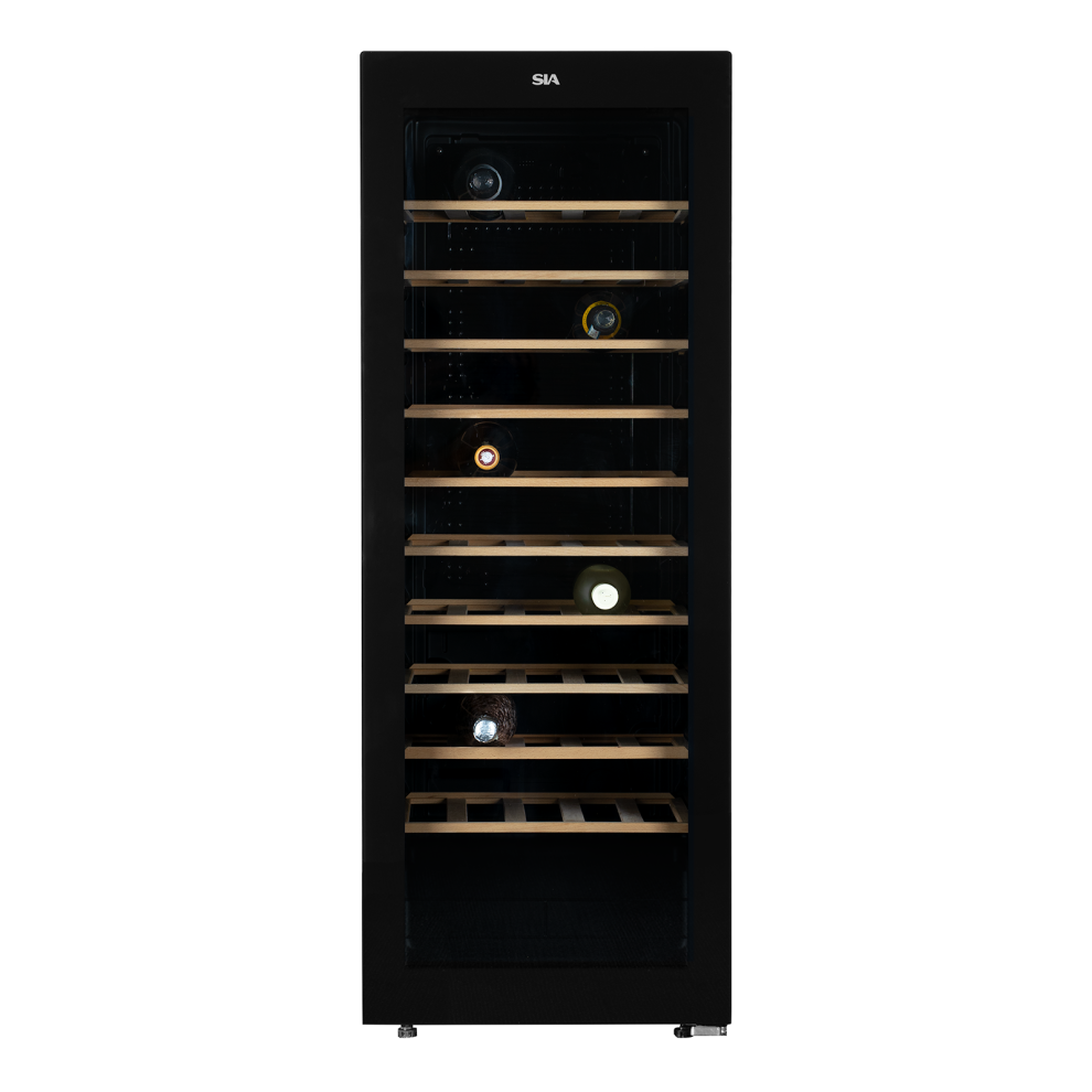 SIA HSWC150BL/G Freestanding 150L, 58 Bottle Wine Cooler Chiller In Black