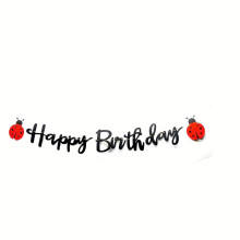 (1Pcs Banner4) Red black Dots ladybug Theme Party Decor Disposable Tableware tablecloth Polka Dot Plates cup Baby S