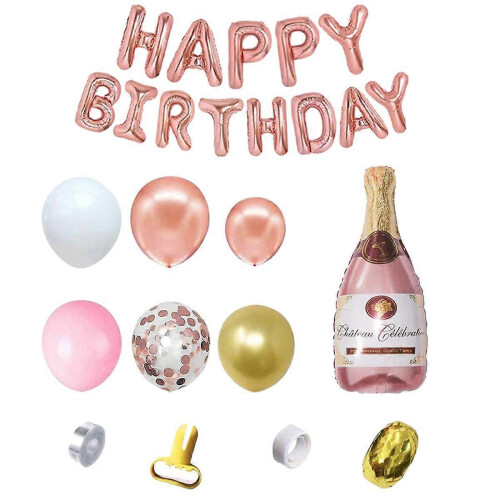 Rose Gold Champagne bottle balloon Happy Birthday Party Decorations for ...
