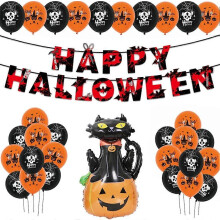 Ensemble De Dcoration De Fte d'Halloween, 32Pcs Happy Halloween Ballons Banni &