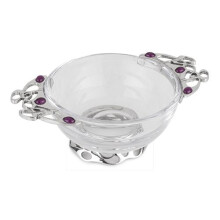 Stunning Pewter & Glass Celtic Knotwork Purple Stone Toasting Celebration Quaich