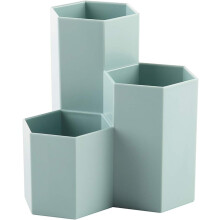 Creative Multifunctional Hexagon Makeup Brush Vase Brush Pot Pen Holder Stationery Storage Pen Container Desk Decoration(Blue)