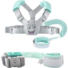 Baby Reins Walking Harness for Toddlers, 3-in-1, Anti Lost Safety Wrist Cuff with Lock + Backpack + 1.5m Bungee Straps Link