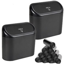 2 Packs mini Car Trash Can Bin with Lid ,Car Vehicle Trash Can Bin,Car Garbage Trash Can Storage for Front Back Seat Accessories