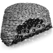Pebbles Non Slip Shower Mats for Inside Shower Anti Mould Bath Mats with Suction Cups Holes Washable Oval Shower Mats ,69x36CM Black
