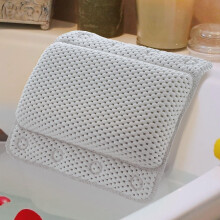Bathtub Pillow, Relaxing White Soft Non Slip Cushioned Bath Pillow Waterproof Home Spa Headrest Cushion with 8 Slip Resistant Suction Cups