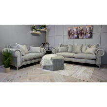 (Black, Footstool) SNOOZE Online Velvet Imperial Scatter Back 3 and 2 Seater Sofa Sets Upholstered Plush Fabric 3 Seater Arm Chair Velvet Sofas