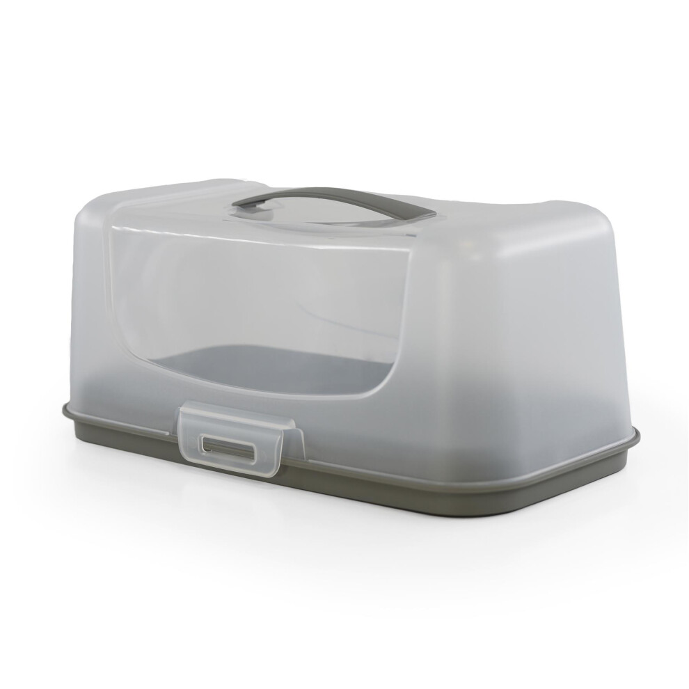 GEEZY Rectangular Cake Carrier Box Handle Lid Plastic Storage Container Loafs Baguette