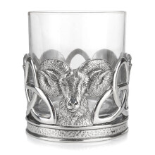 Stunning Pewter Ram And Celtic Knot Whisky Tumbler Glass