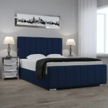 (Small Double-4ft (Without Gaslift), Royal Blue Plush) LUXURY CHESTERFIELD DOUBLE BED FRAME UPHOLSTER PLUSH 48" PANEL HEADBOARD WITH MATTRESS