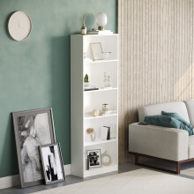 (White) Cambridge 5 Tier Bookcase Tall Shelf Storage Unit