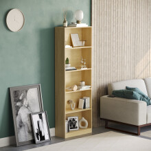 (Oak) Cambridge 5 Tier Bookcase Tall Shelf Storage Unit
