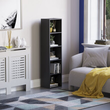 (Black) Oxford 5 Tier Cube Bookcase Tall Storage Display