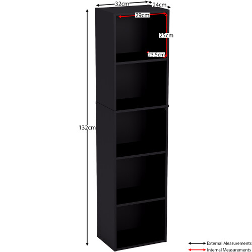 Home Discount (Black) Oxford 5 Tier Cube Bookcase Tall Storage Display 2